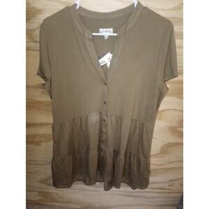 Women's Wonderly Tiered Button Blouse Top Large NWT Sagebrush